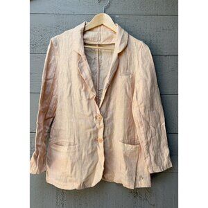 Des Petits Hauts Shimmer Stripe Printed Coat Jacket Blazer Beige S